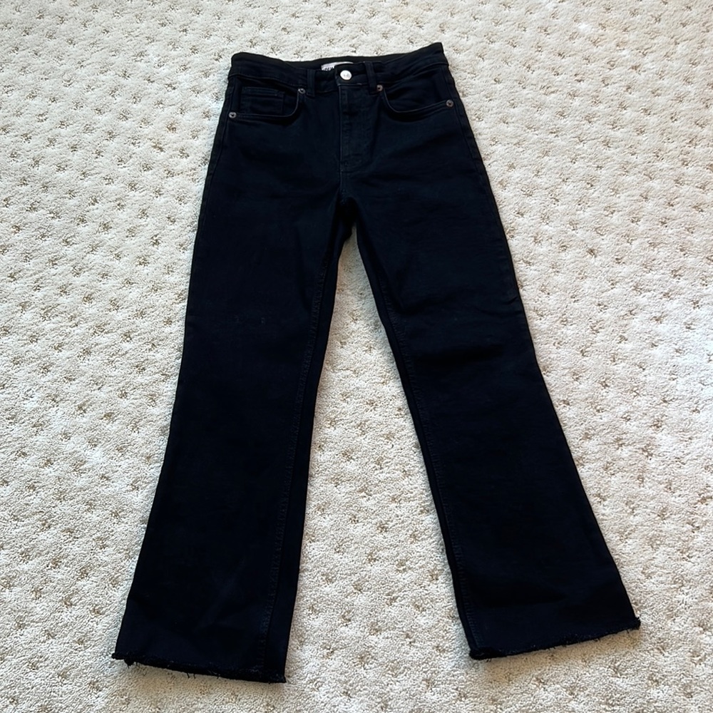 Zara black flare cropped jeans